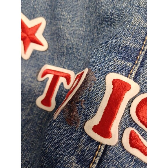 Vtg Carols Denims Button Vest Stars Trish TS Patriotic Denim XL Destroyed - Picture 8 of 12